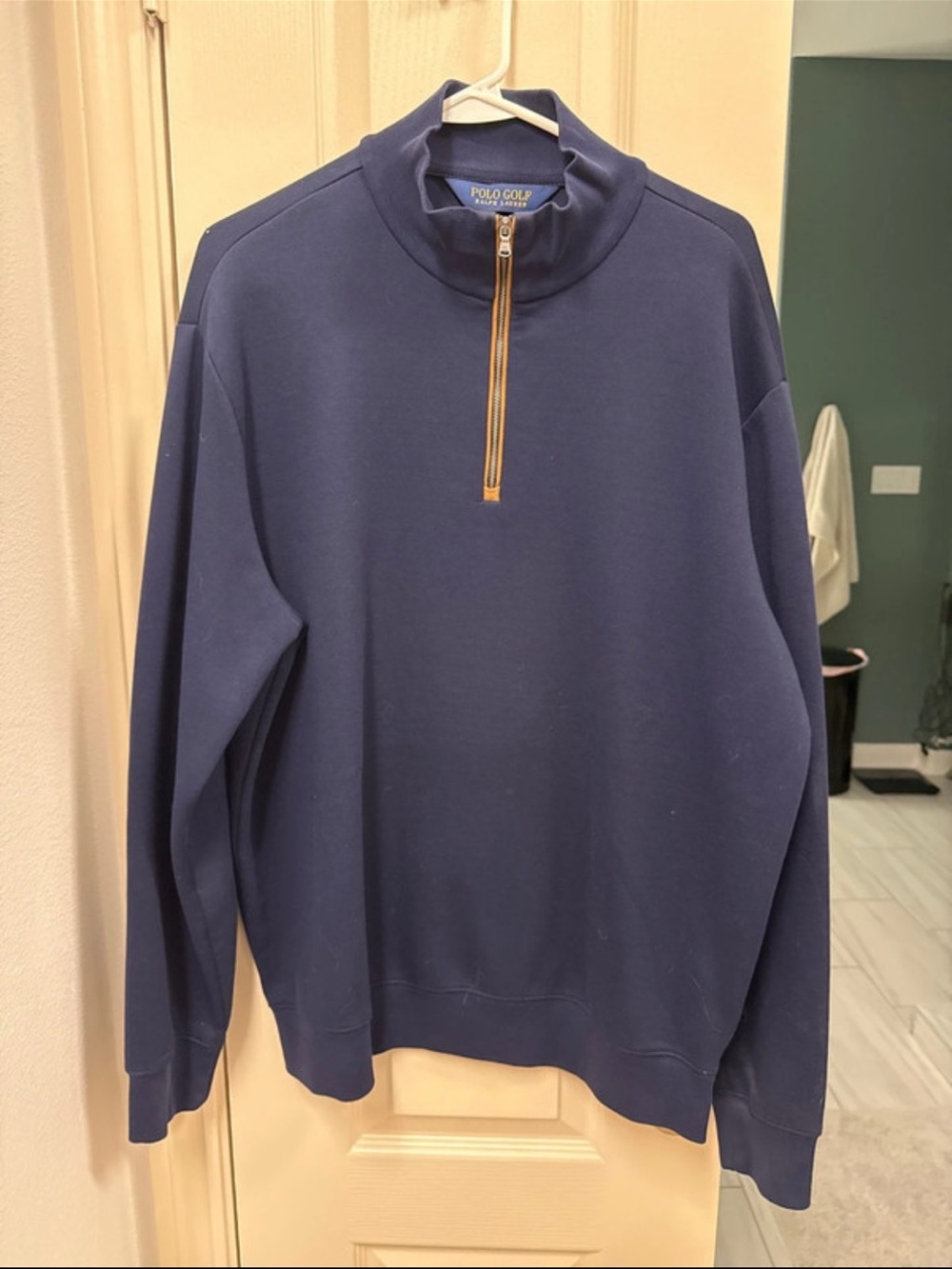 Ralph Lauren Polo Golf Navy Half-Zip Sweater with Contrast Zipper